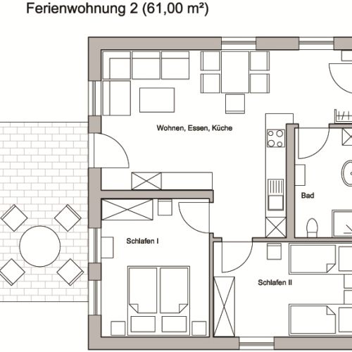 Grundriss der Ferienwohnung Abendsonne 
