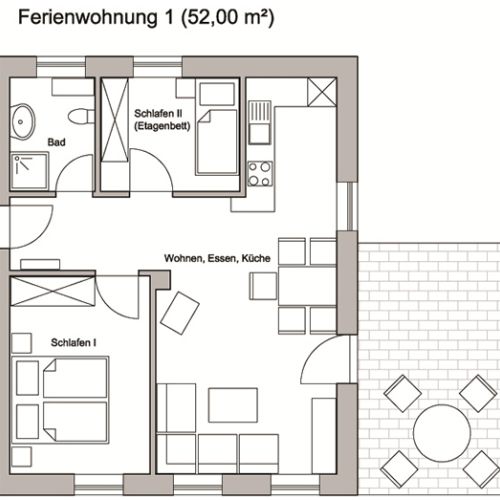 Grundriss Ferienwohnung Morgensonne 